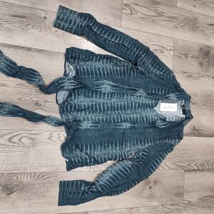 Chic Blue Textured Women's Blouse